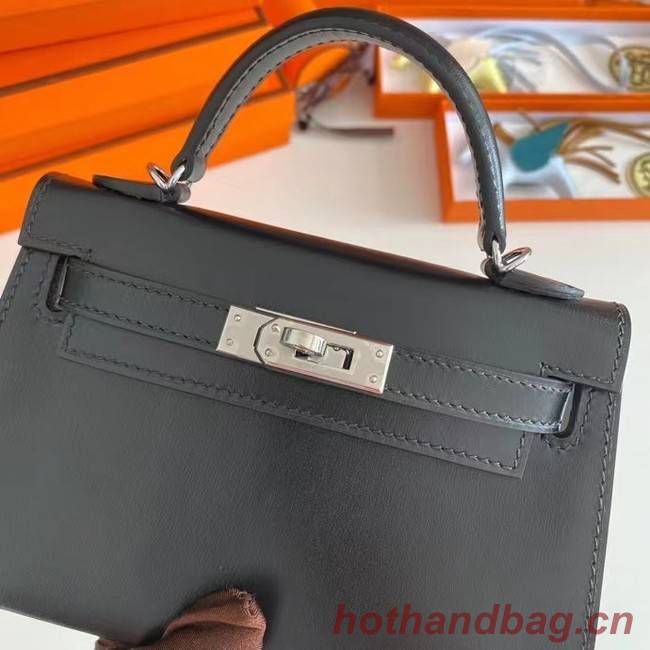 Hermes Kelly 19cm Shoulder Bags box Leather KL19 Silver hardware black