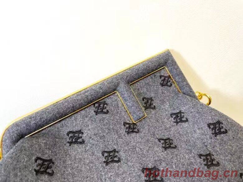 FENDI FIRST MEDIUM flannel bag with embroidery 8BP127A gray