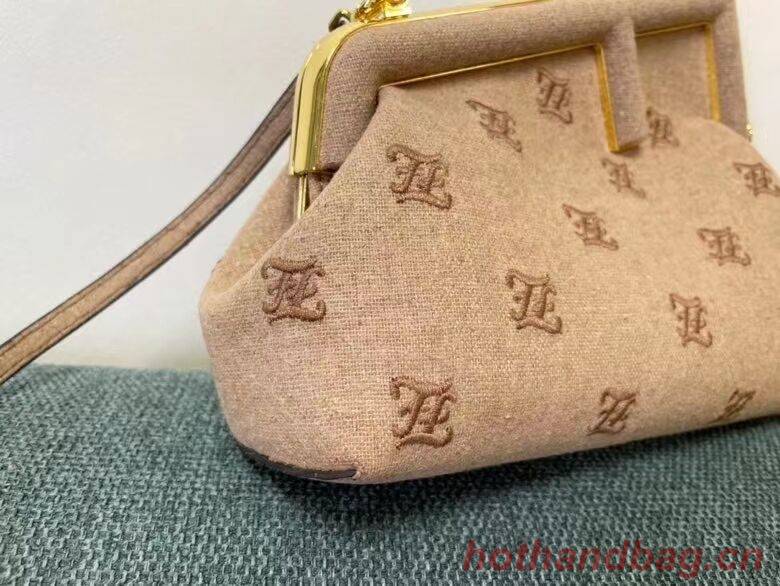 FENDI FIRST SMALL flannel bag with embroidery 8BP129A Beige