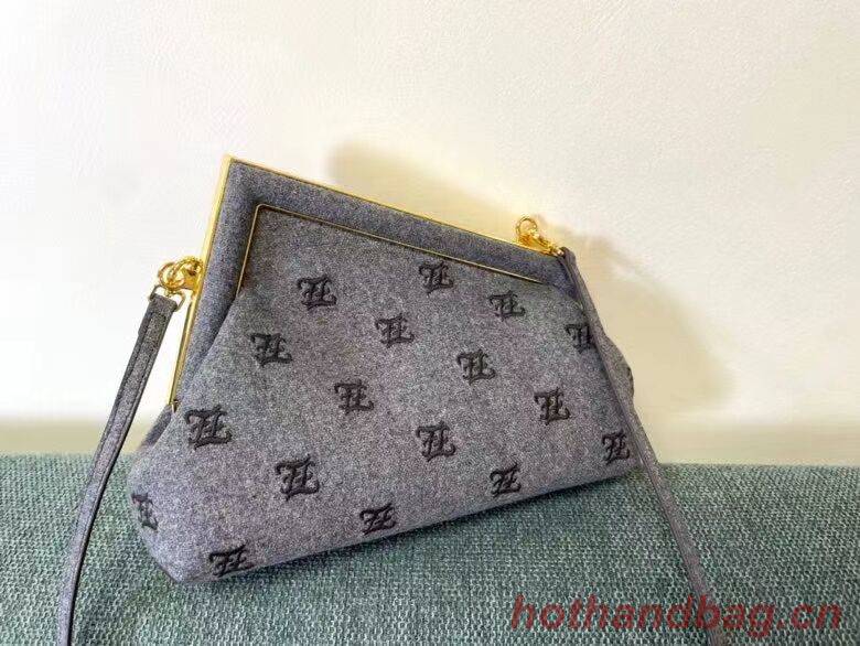 FENDI FIRST SMALL flannel bag with embroidery 8BP129A GRAY