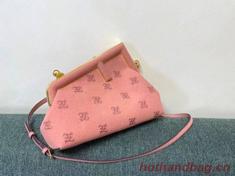 FENDI FIRST SMALL flannel bag with embroidery 8BP129A PINK