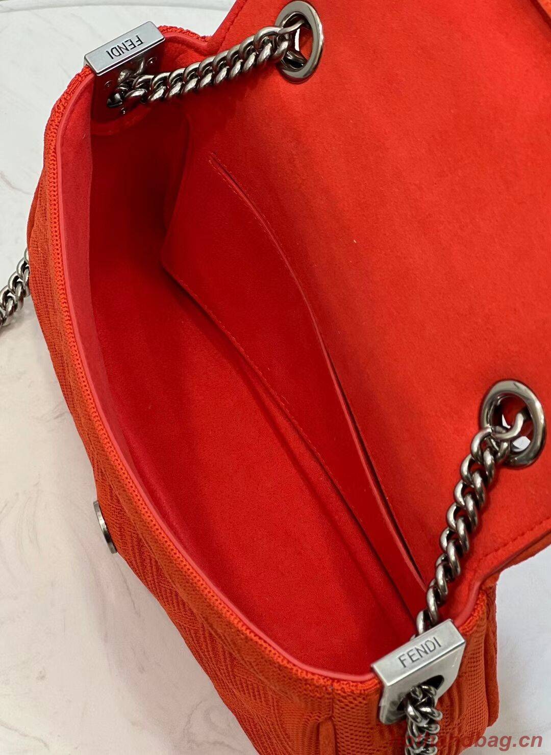 FENDI MIDI BAGUETTE CHAIN FF fabric bag 8BR793 Red