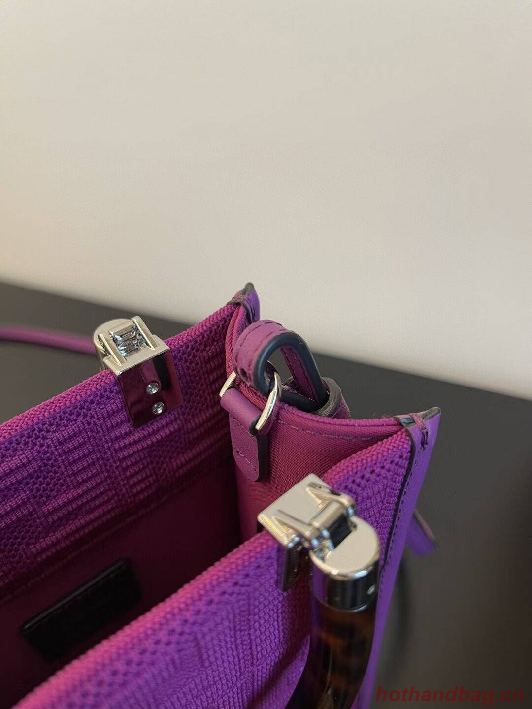 FENDI MINI SUNSHINE SHOPPER FF fabric mini-bag 8BS051AG Purple
