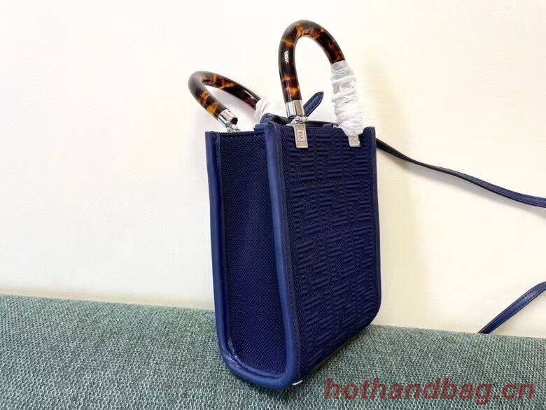 FENDI MINI SUNSHINE SHOPPER FF fabric mini-bag 8BS051AG dark blue