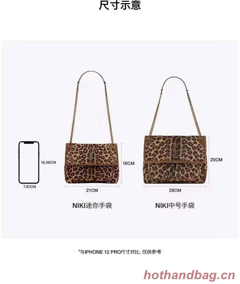 Yves Saint Laurent SMALL NIKI SMALL IN Leopard hair Y653151 BROWN
