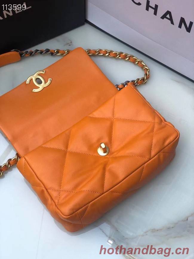 CHANEL Lambskin 19 Flap Bag AS1160 orange