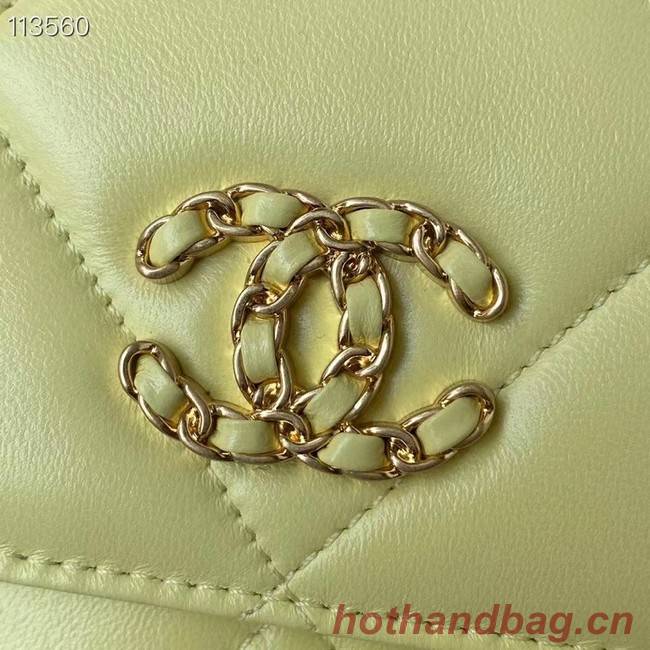 Chanel 19 Classic Sheepskin Leather Chain Wallet AP0957 LIGHT YELLOW