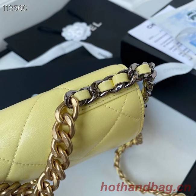 Chanel 19 Classic Sheepskin Leather Chain Wallet AP0957 LIGHT YELLOW
