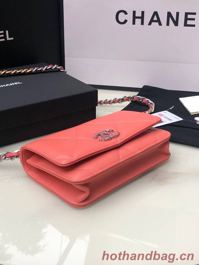 Chanel 19 Classic Sheepskin Leather Chain Wallet AP0957 cherry blossoms