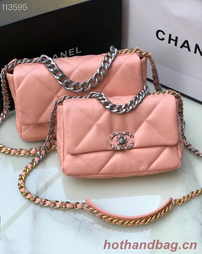 CHANEL Lambskin 19 Flap Bag AS1160 AS1161 light pink
