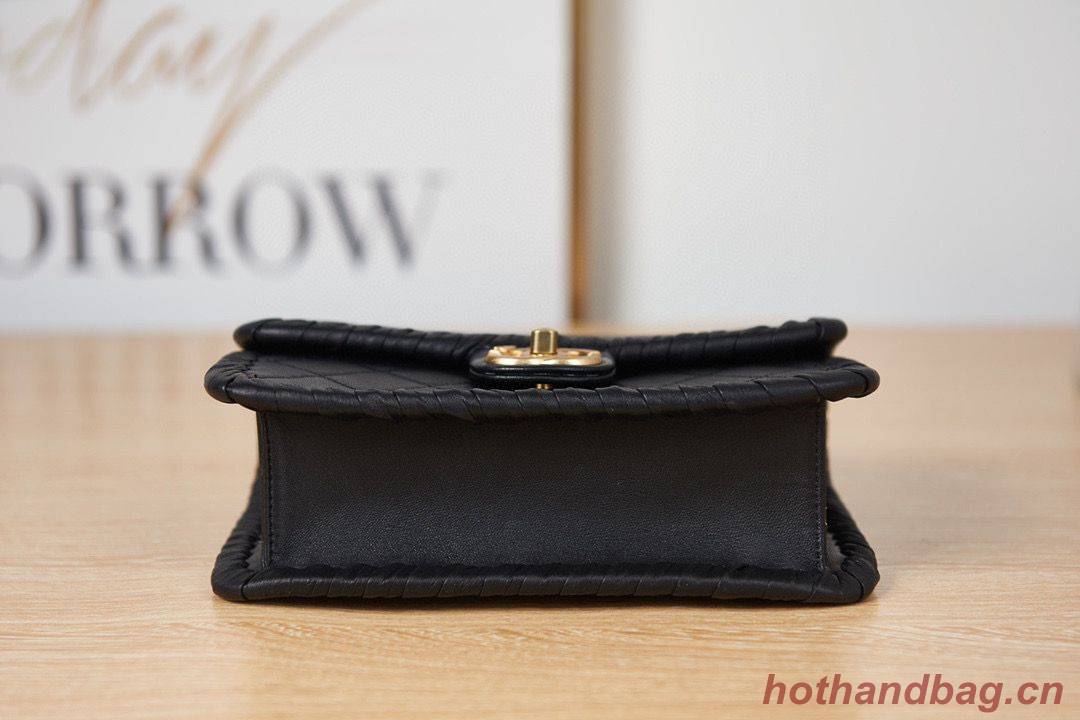 Chanel 22C New Woven Piping Square Original Leather Bag AS2496 Black Chanel 22C New Woven Piping Square Original Leather Bag AS2496 Black