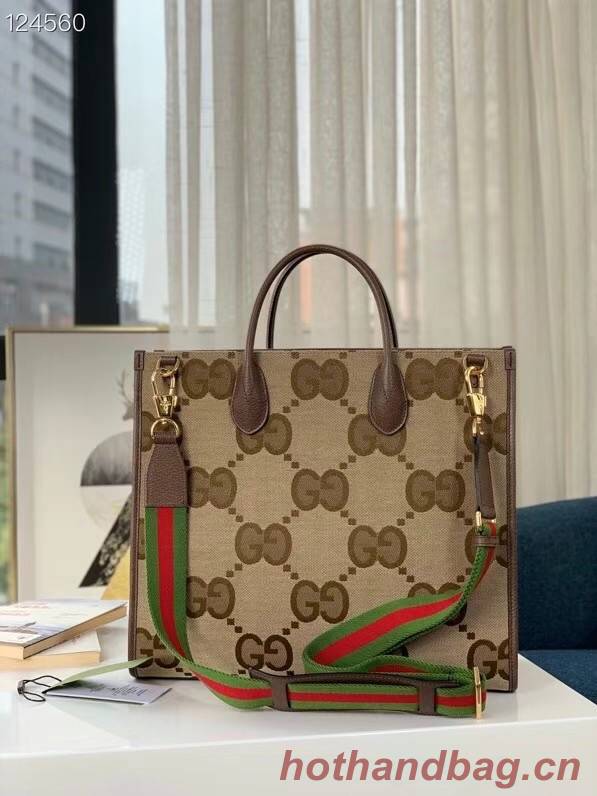 Gucci Tote bag with jumbo GG 678839 brown