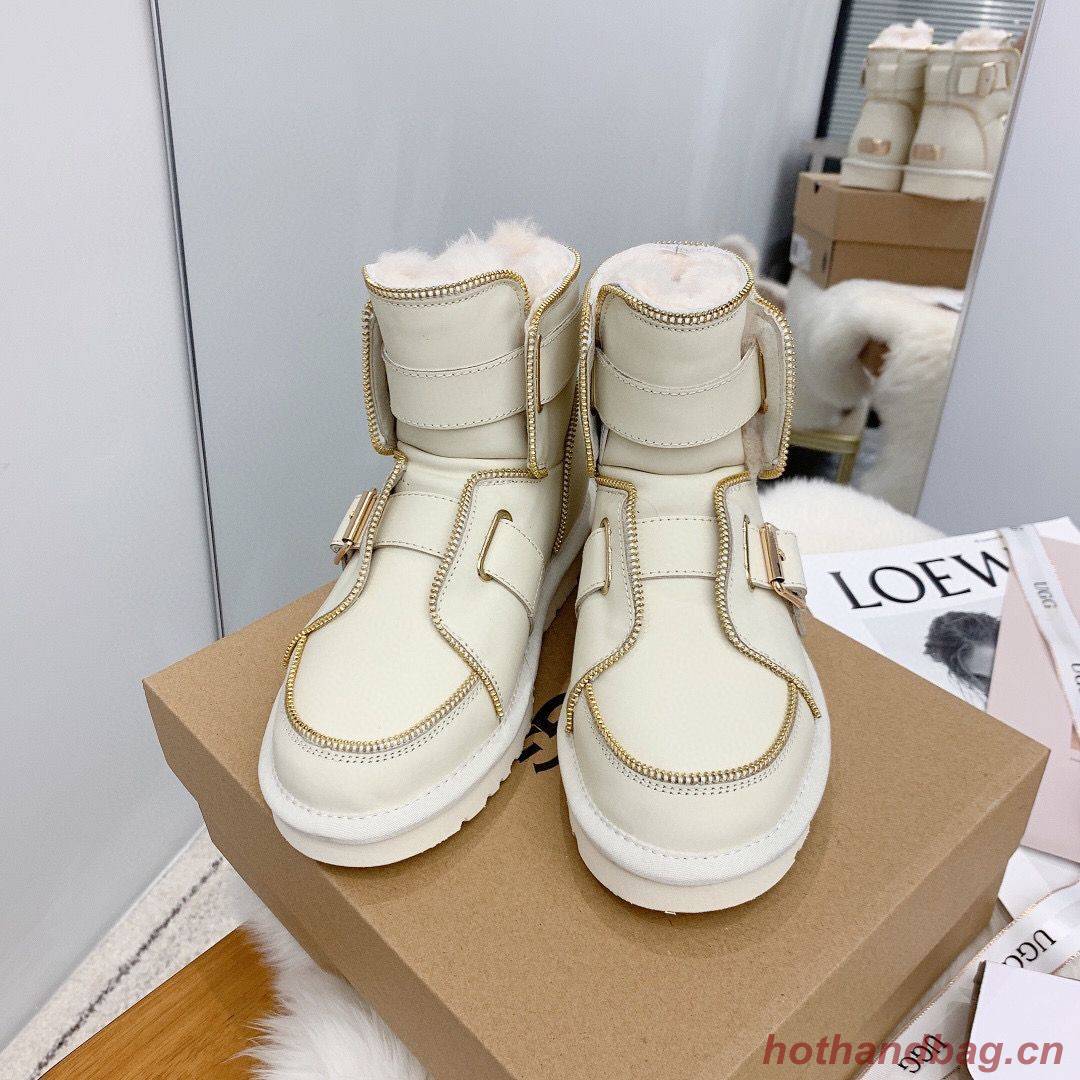 UGG Locomotive Boots Original Leather Full Wool Shoes UGG10360 White 