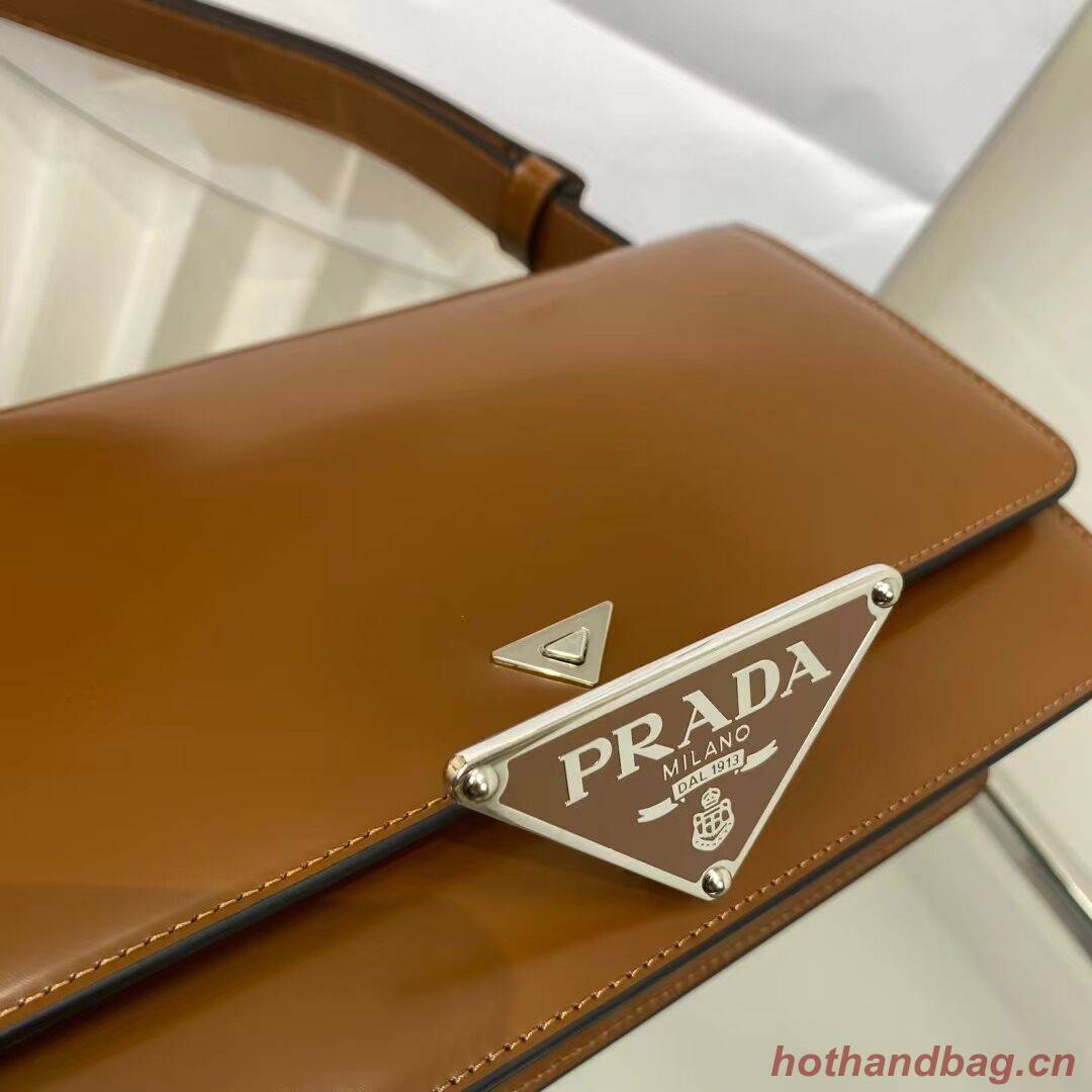 Prada Cleo brushed leather shoulder bag 1BN321 Caramel