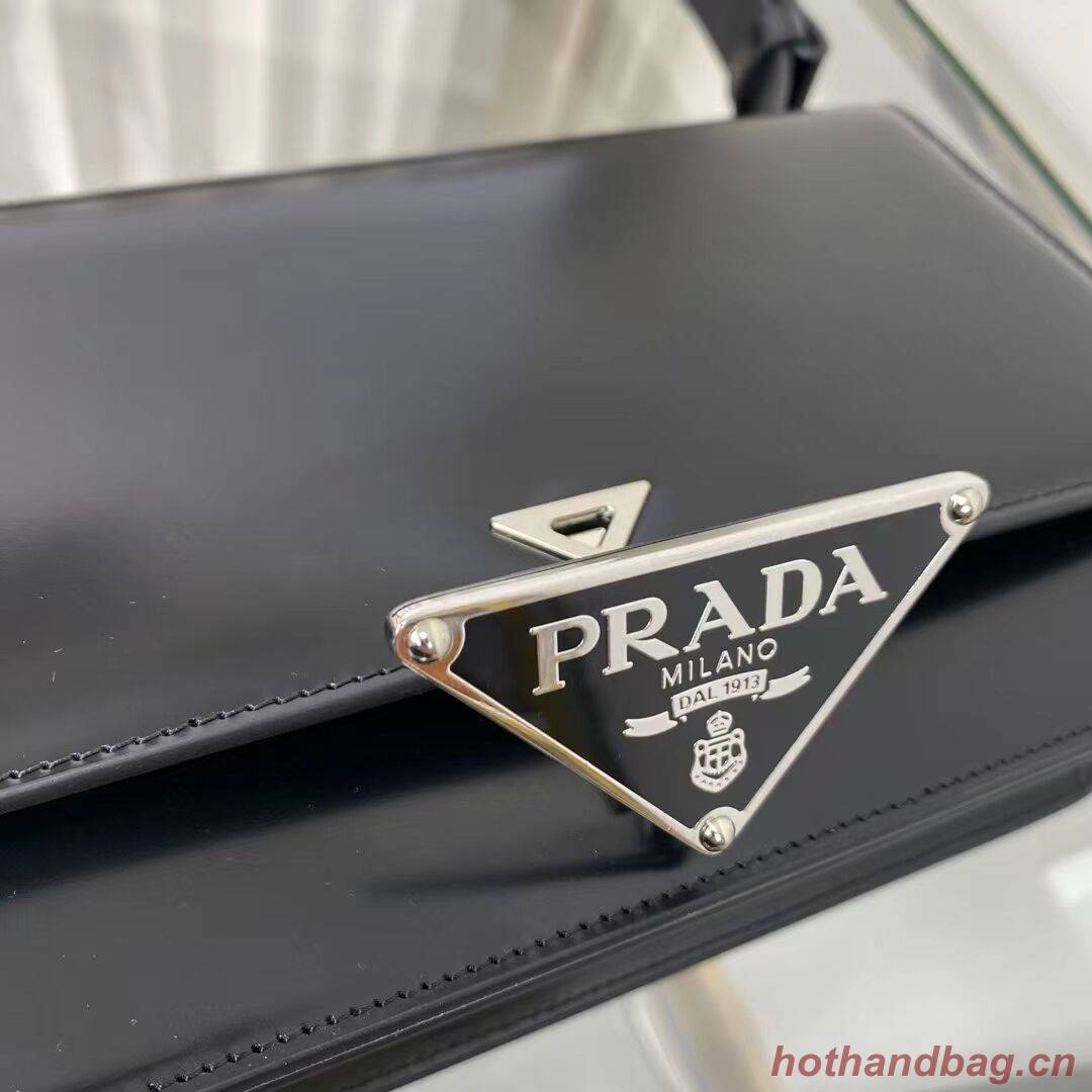 Prada Cleo brushed leather shoulder bag 1BN321 black