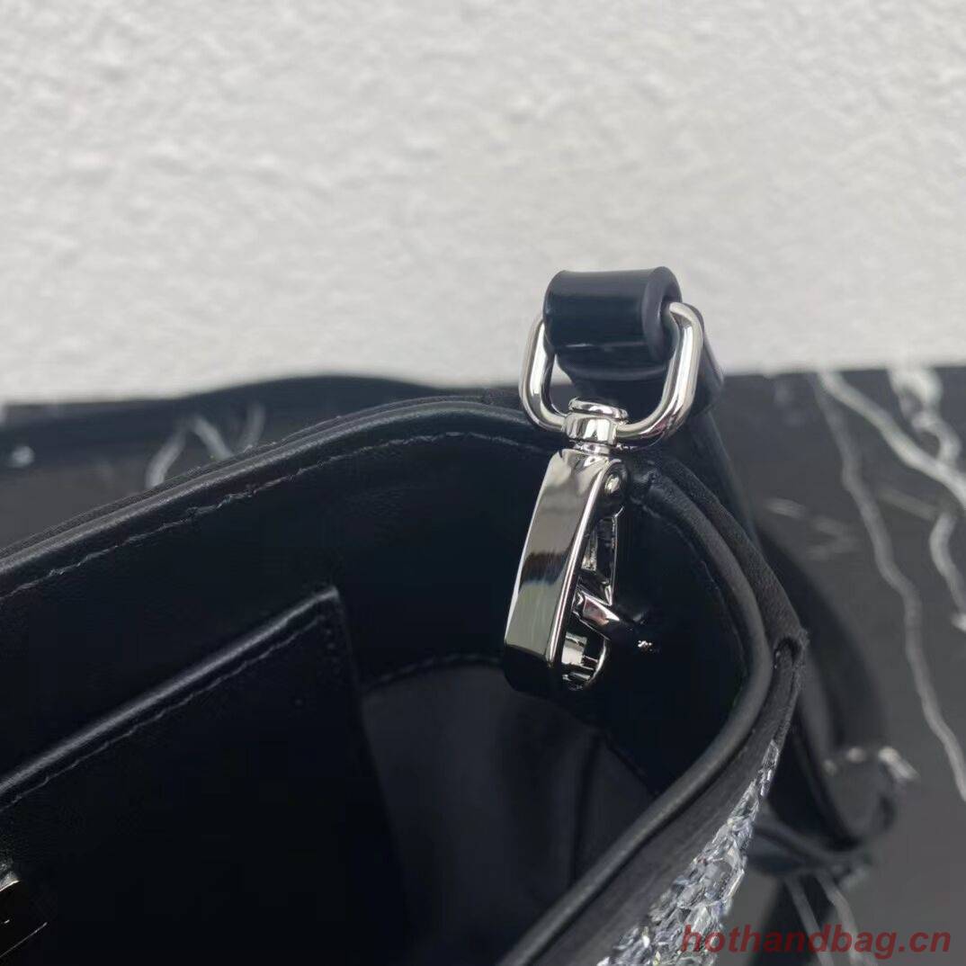 Prada leather small-bag with artificial crystals tote 1BC331 black