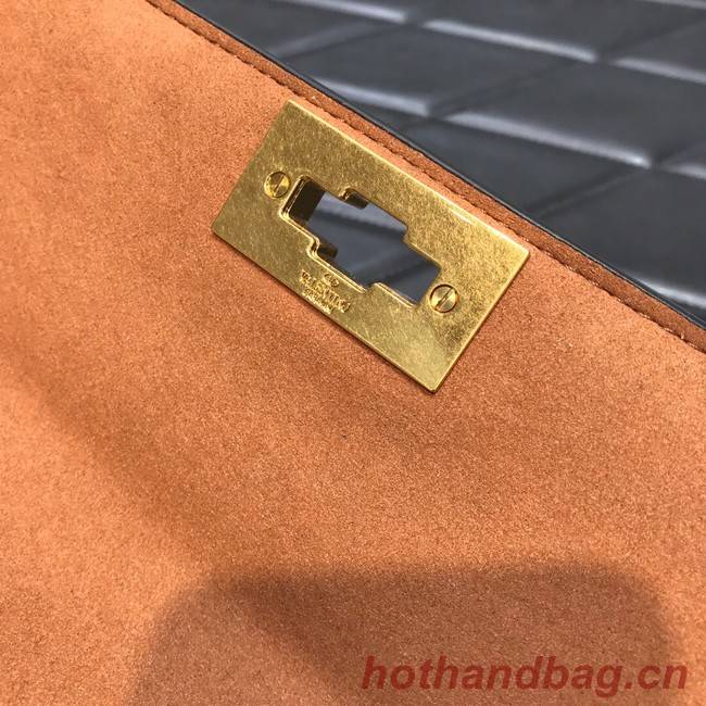 VALENTINO GARAVANI Grained Calfskin Shoulder Bag 2B0I60 brown