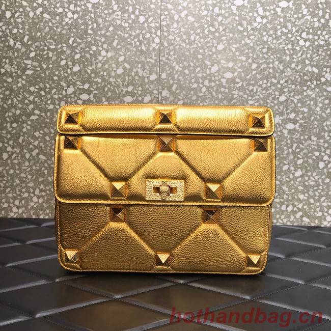 VALENTINO GARAVANI Grained Calfskin Shoulder Bag 2B0I60 gold