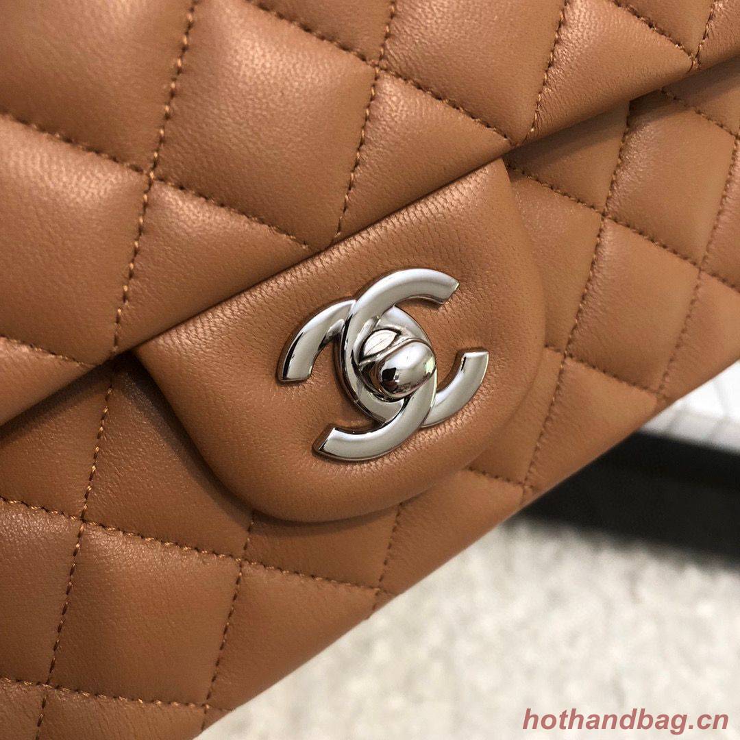 Chanel 2.55 Series Flap Bag Original Lambskin Leather 5024CF A01112 Caramel Silver-Tone