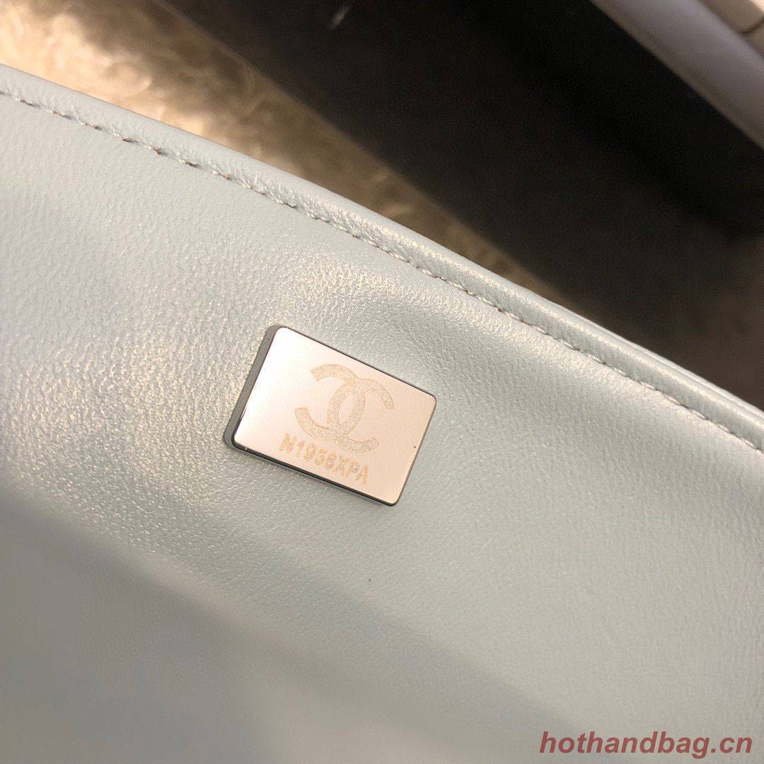 Chanel 2.55 Series Flap Bag Original Lambskin Leather 5024CF A01112 Grey Blue Silver-Tone