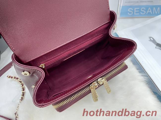 Chanel small flap bag Calfskin & Gold-Tone Metal A93749 Burgundy