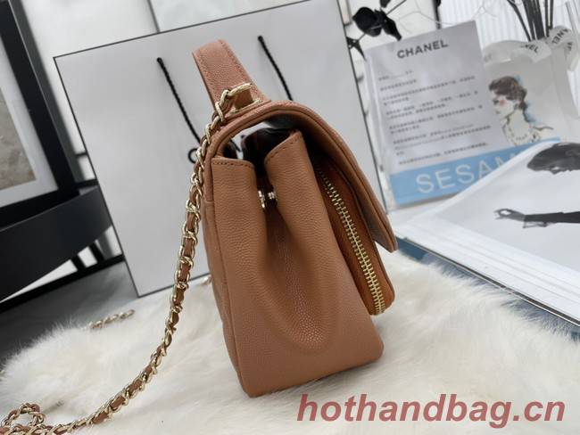 Chanel small flap bag Calfskin & Gold-Tone Metal A93749 brown
