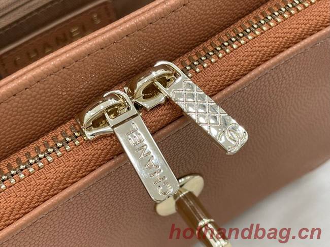 Chanel small flap bag Calfskin & Gold-Tone Metal A93749 brown