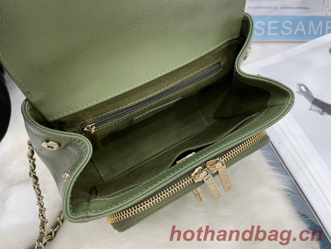 Chanel small flap bag Calfskin & Gold-Tone Metal A93749 green