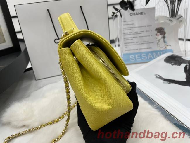 Chanel small flap bag Calfskin & Gold-Tone Metal A93749 lemon