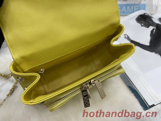 Chanel small flap bag Calfskin & Gold-Tone Metal A93749 lemon