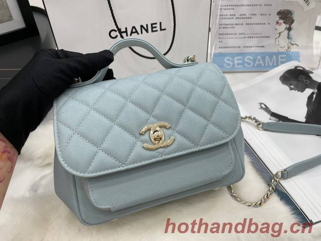 Chanel small flap bag Calfskin & Gold-Tone Metal A93749 sky blue