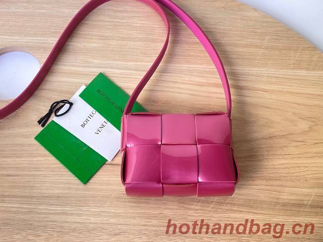 Bottega Veneta CASSETTE Mini intrecciato textured leather crossbody bag 666688 rose