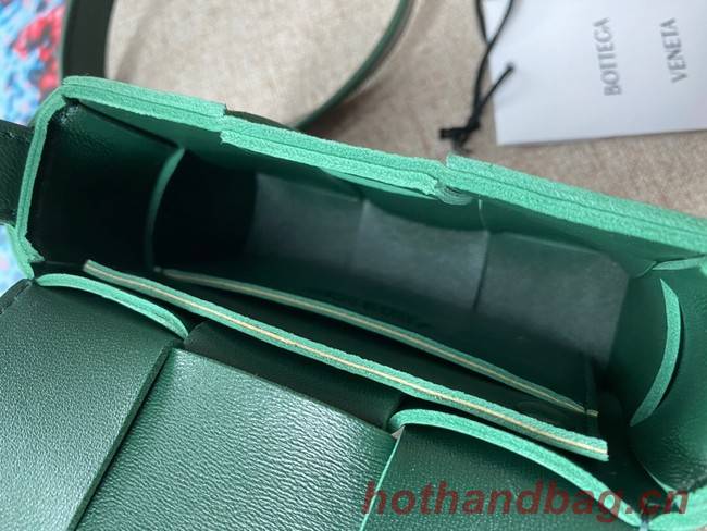 Bottega Veneta CASSETTE Mini intreccio leather cross-body bag 666688 RAINTREE