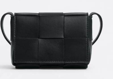 Bottega Veneta CASSETTE Mini intreccio leather cross-body bag 666688 black