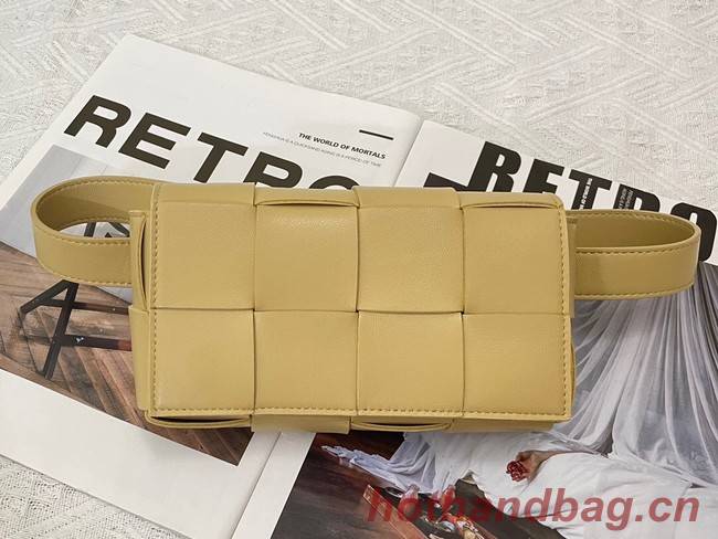 Bottega Veneta CASSETTE Mini intreccio leather belt bag 651053 ALMOND