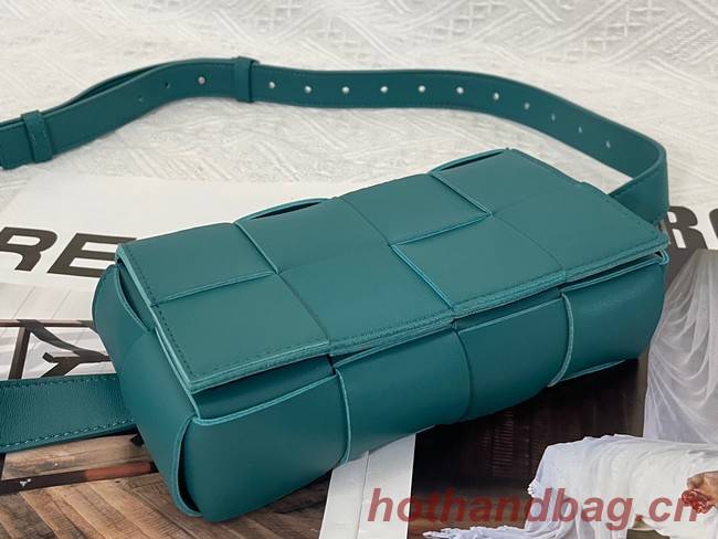 Bottega Veneta CASSETTE Mini intreccio leather belt bag 651053 Lake blue