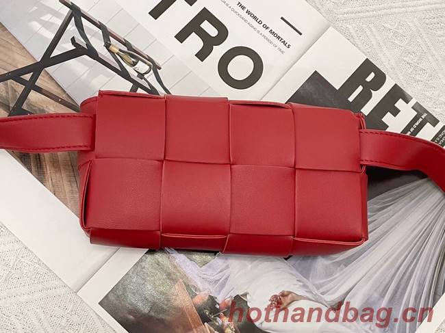 Bottega Veneta CASSETTE Mini intreccio leather belt bag 651053 TOMATO