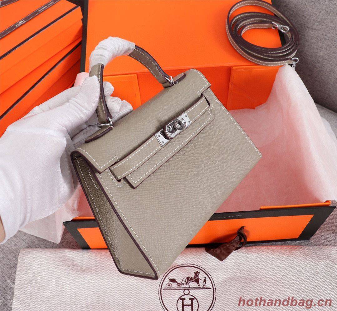 Hermes Kelly 20cm Tote Bag Original Epsom Leather KL20 Gray