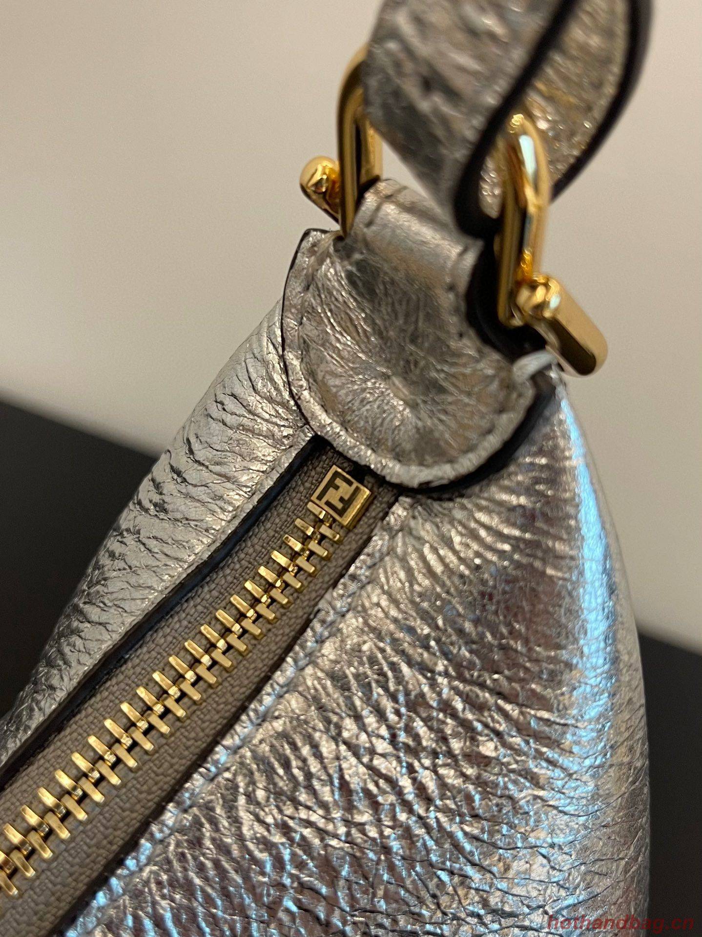 Fendi Praphy Original Leather Big Logo Bag 80056M Silver