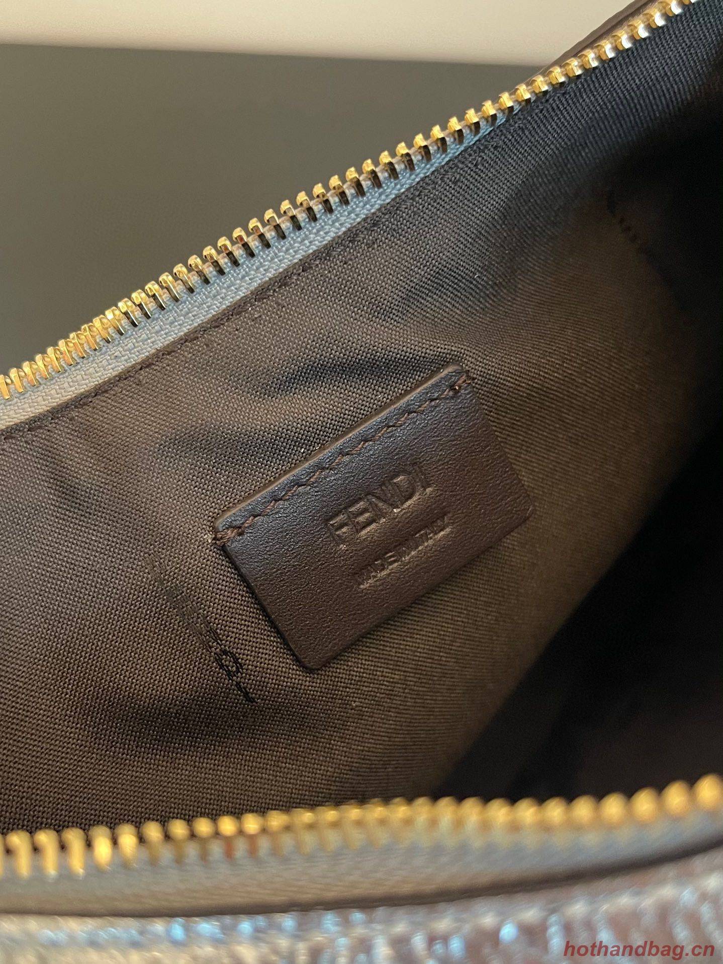 Fendi Praphy Original Leather Big Logo Bag 80056M Silver