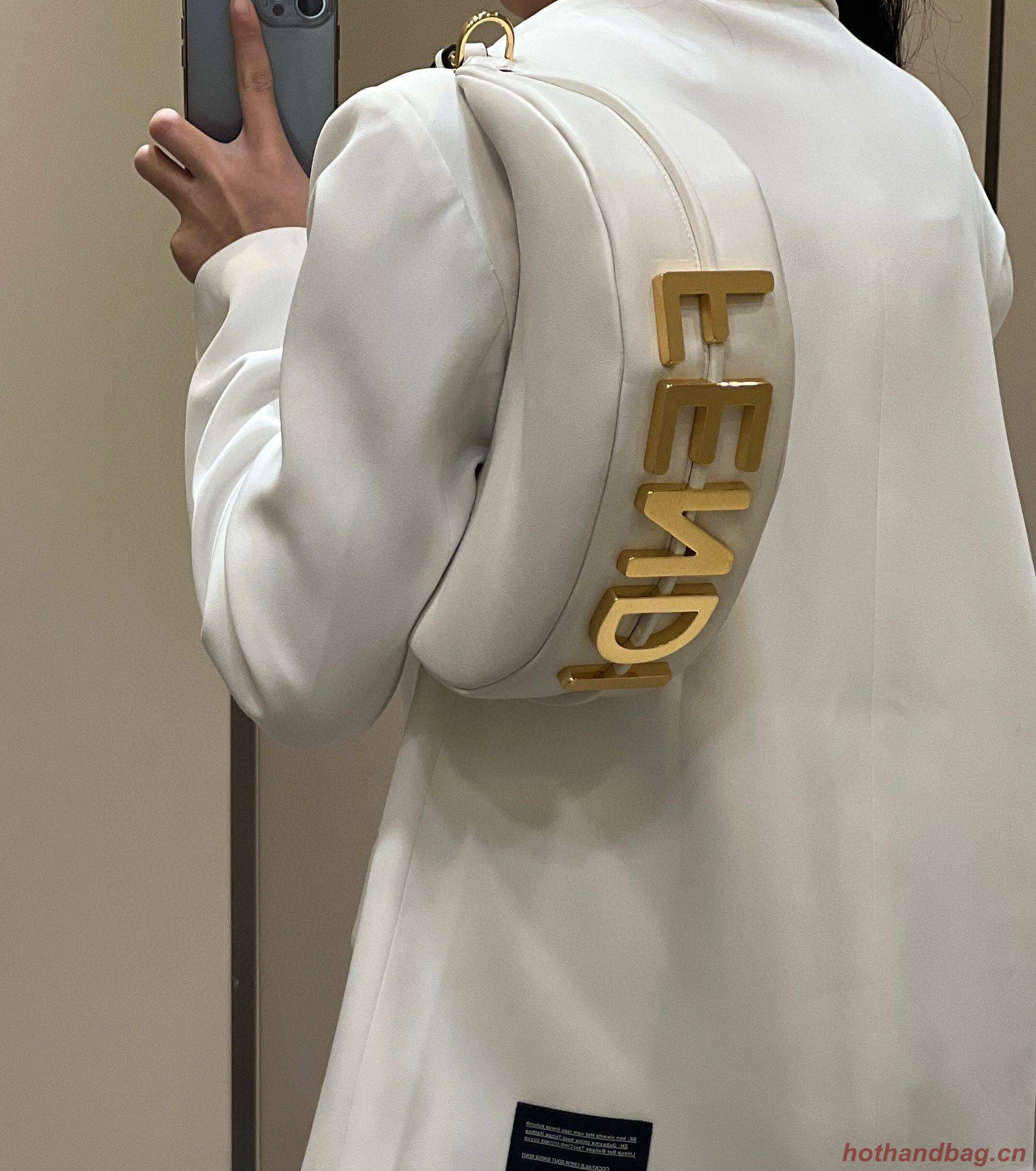 Fendi Praphy Original Leather Big Logo Bag 80056M White