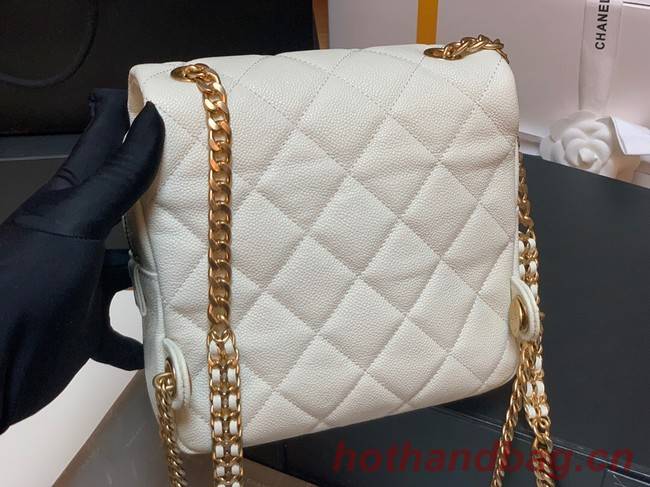Chanel Grained Calfskin Backpack Original Leather AS3108 white