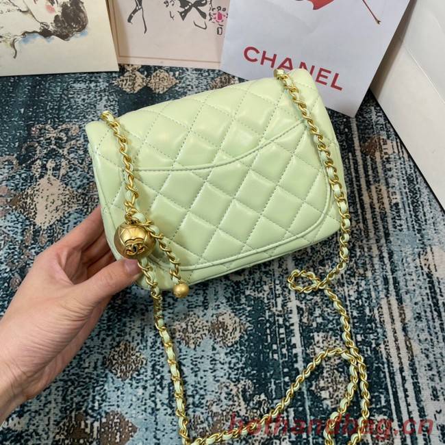 Chanel Flap Lambskin Shoulder Bag 1115 light green