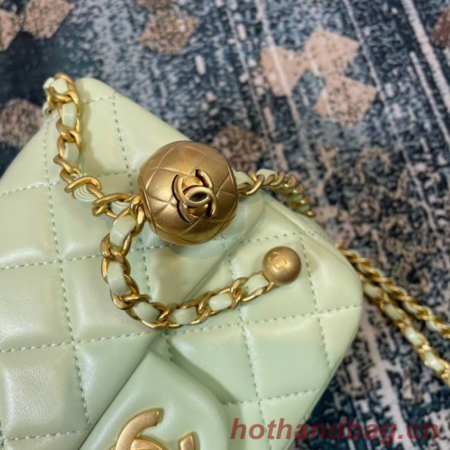 Chanel Flap Lambskin Shoulder Bag 1115 light green