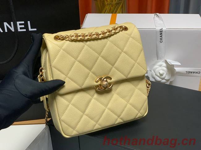 Chanel Grained Calfskin Backpack Original Leather AS3108 yellow