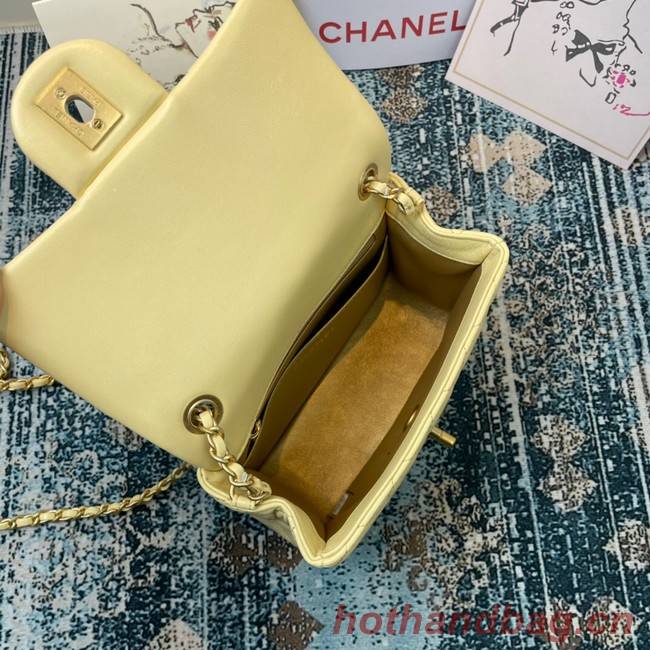 Chanel MINI Flap Bag Original Sheepskin Leather 1115  light yellow