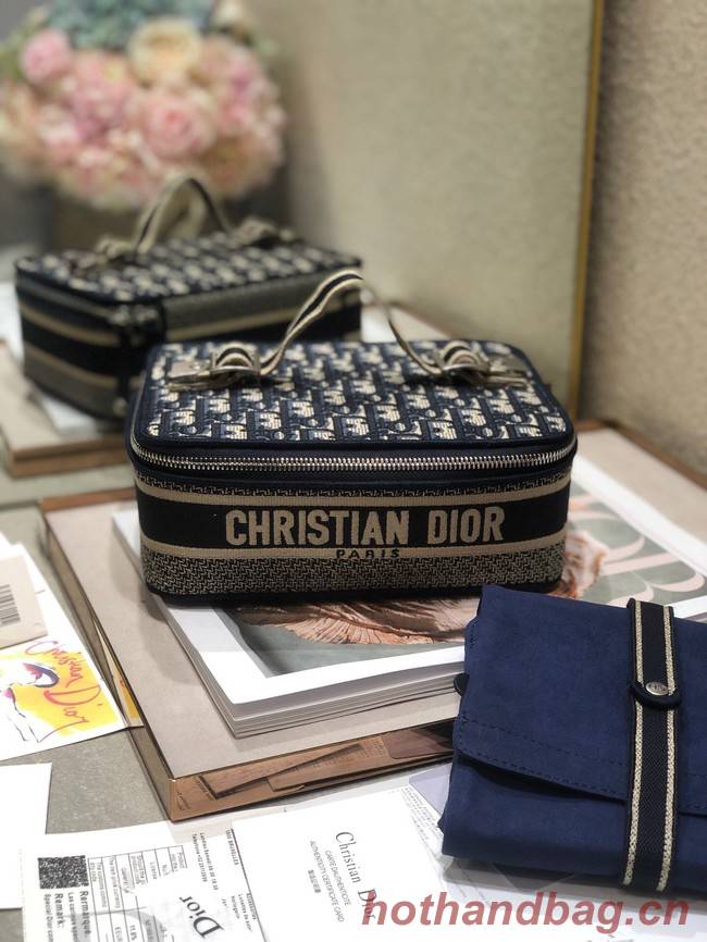 DIOR DIORTRAVEL VANITY CASE Dior Oblique Embroidery S5481VR dark blue