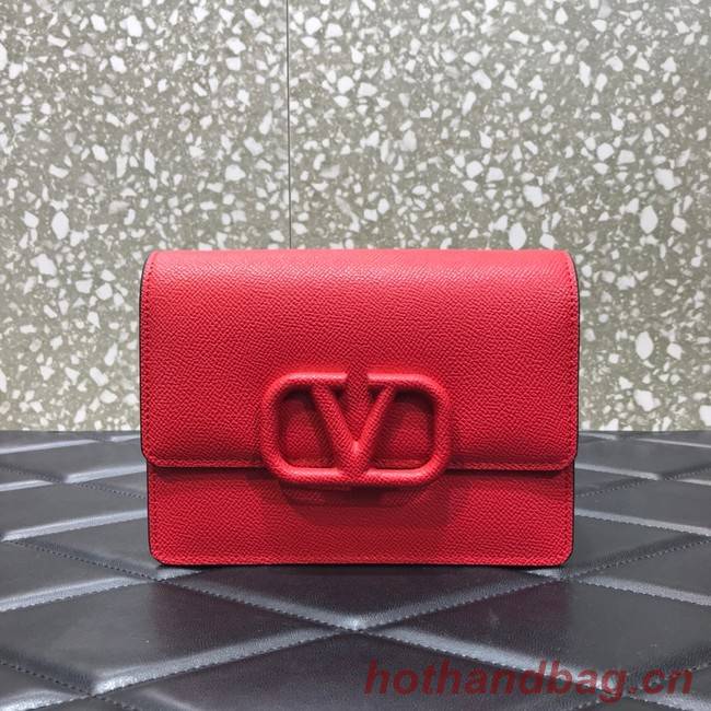 VALENTINO GARAVANI Stud Sign Grained Calfskin mini Shoulder Bag 0690 red