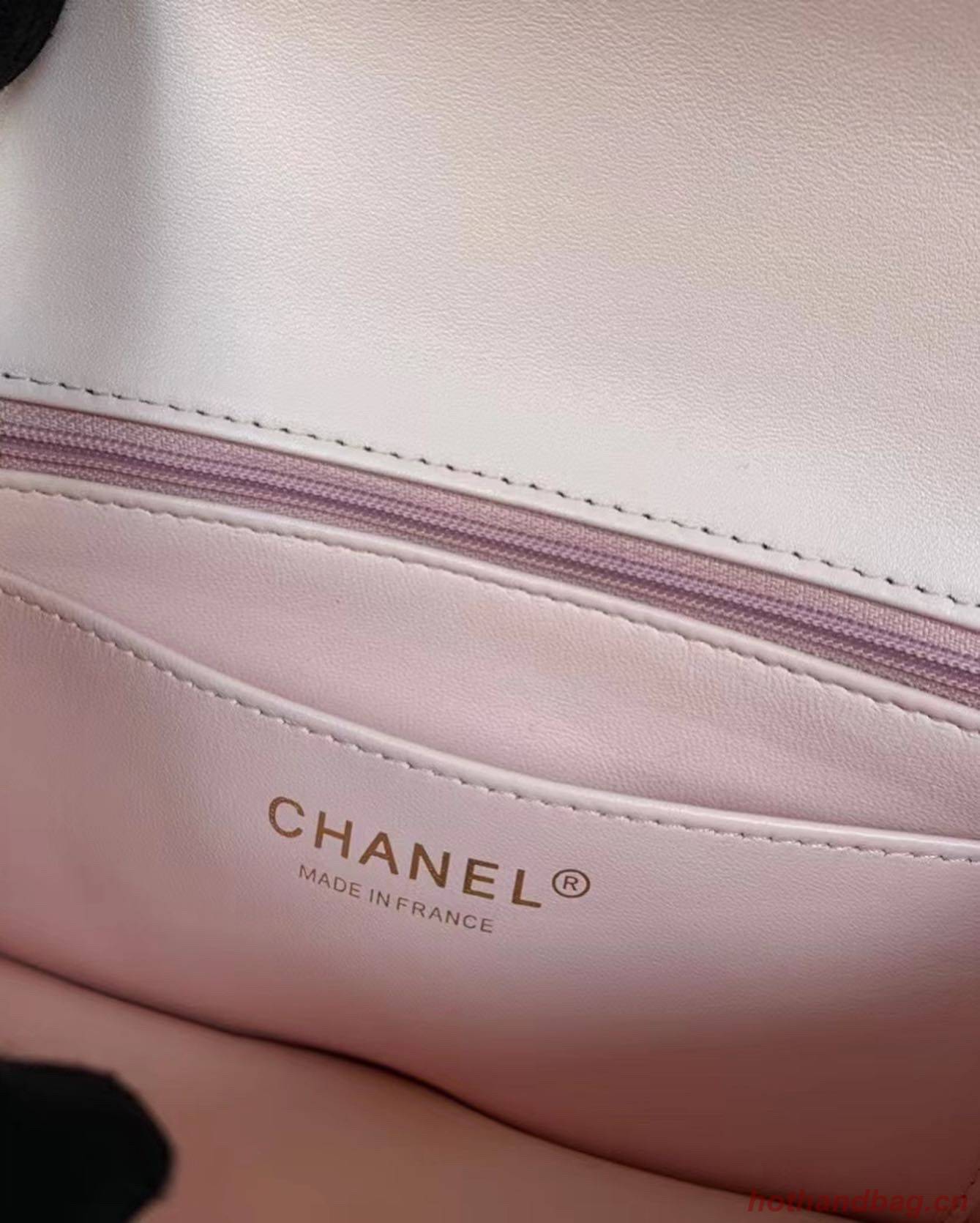CHANEL mini flap bag with top handle AS2431 light pink