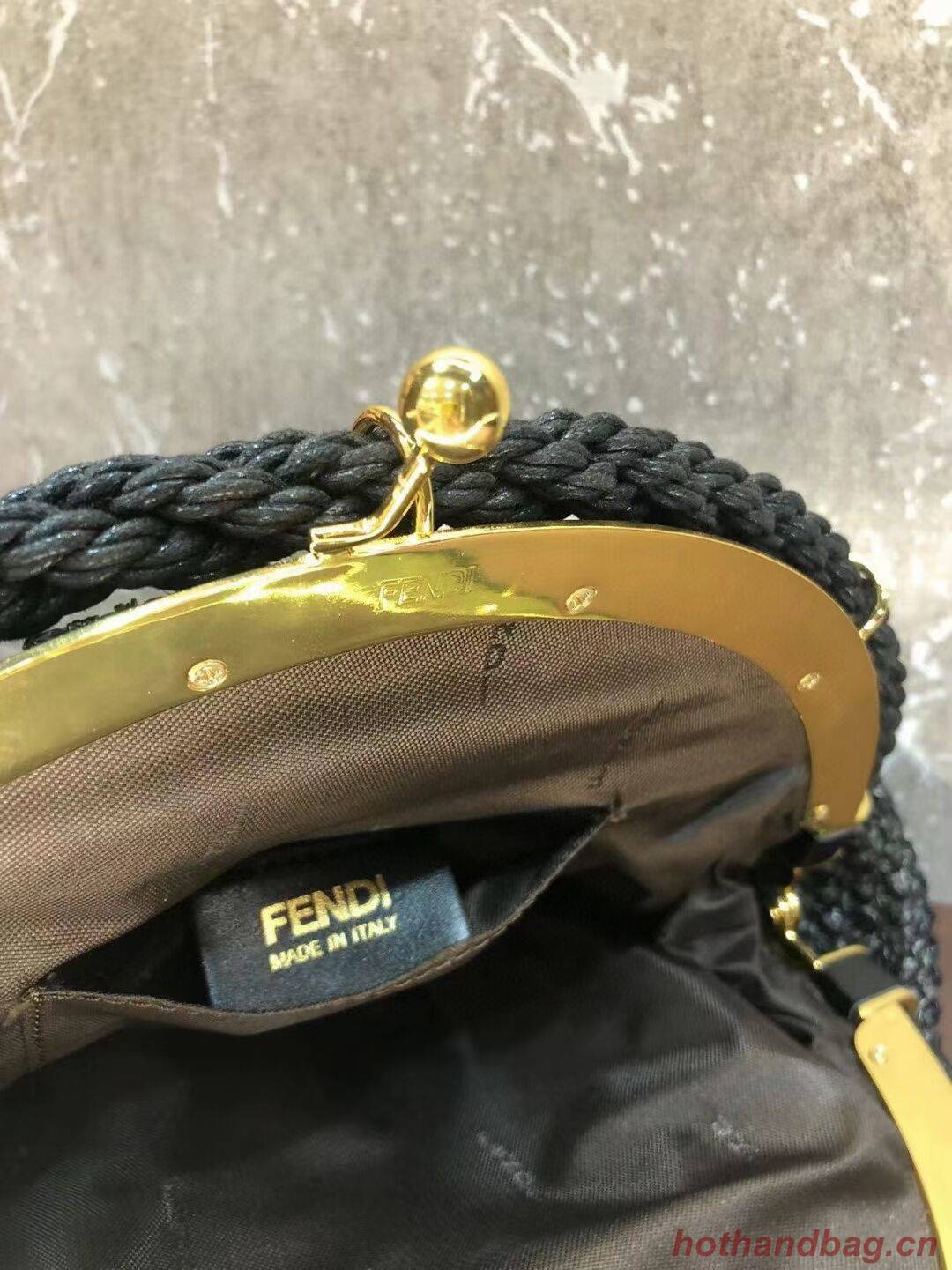 FENDI  raffia bag F7641 black